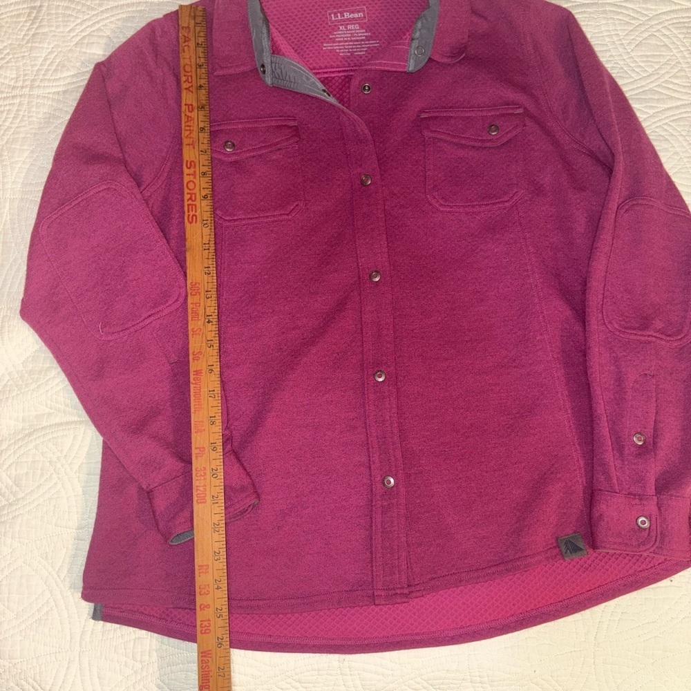 L.L. Bean Burgundy Button-Up Polartec Shirt XL Cold Weather Outdoor Adventure - Picture 3 of 5